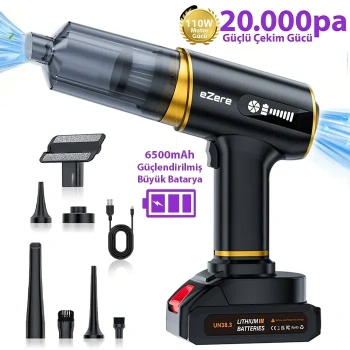 Nevamel® EZERE ST-6609C 20000pa Güçlü Dijital Göstergeli Vakumlu Kablosuz Üflemeli Araç Süpürgesi-(5775)
