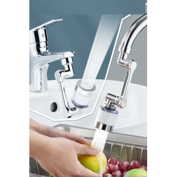Nevamel® Filtreli Kireç Hapsedici Robotik Kol Musluk Başlığı - Mutfak Banyo Musluk Uzatma Aparatı Ucu (1431)