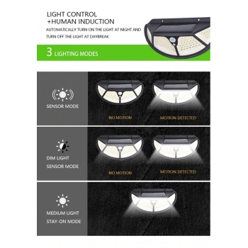 Nevamel Fonksiyonel Sensörlü 102 Ledli Solar Bahçe Lambası