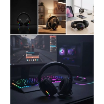 Nevamel® Gaming Headset Kablosuz Bluetooth 40MM Sürücülü Mikrofonlu Oyuncu Kulaklığı