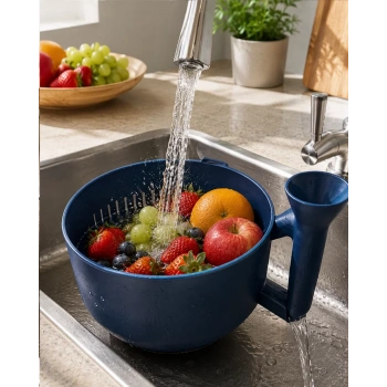 Nevamel® Geniş Hazneli Sebze ve Meyve Yıkama Süzgeci Ergonomik Tasarım
