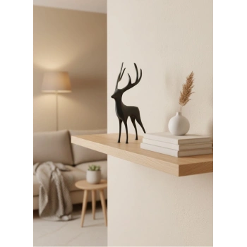 Nevamel® Geyik Figürü Gri Modern Salon ve Raf Dekoru