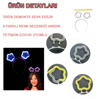 Nevamel Glow Stick Karanlıkta Yanan Fosforlu Yıldız Taç 12 Adet