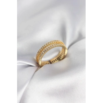 Nevamel® Gold Renk Minimal Zirkon Taşlı Kadın Yüzük 5886