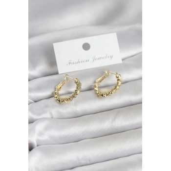 Nevamel® Gold Renk Pirinç Dorika Halka Kadın Küpe 5886