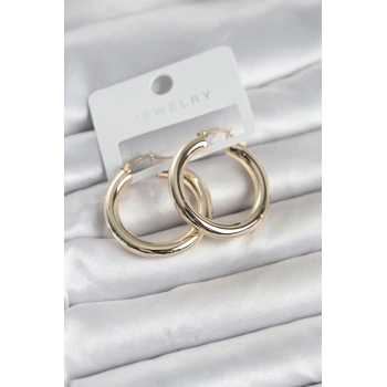 Nevamel® Gold Renk Pirinç Halka 30 mm Kadın Küpe 5886