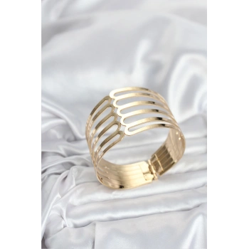 Nevamel® Gold Renk Pirinç Kaburga Model Kadın Bileklik 5886