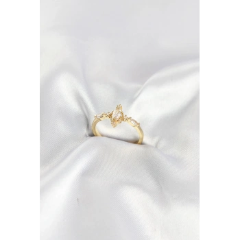 Nevamel® Gold Renk Vintage Model Zirkon Taşlı Yüzük 5886