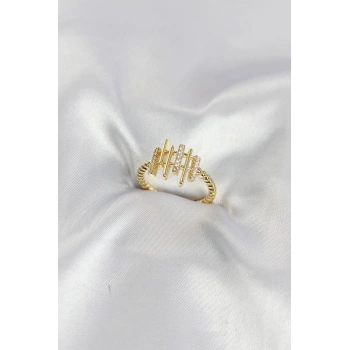 Nevamel® Gold Renk Zirkon Taşlı Sütun Model Kadın Yüzük 5886