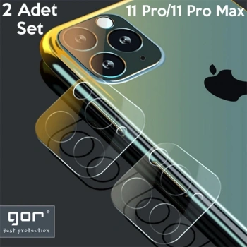 Nevamel GOR İPhone 11 Pro/ 11 Pro Max Tempered Kamera Koruma Cam 2adet Set-(5775)
