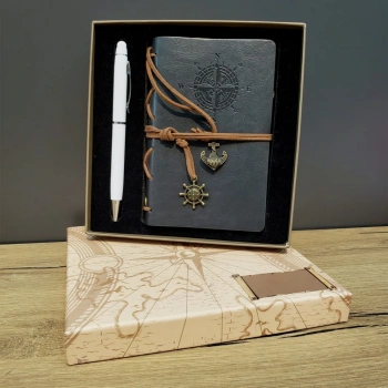 Nevamel Gri Defter Ve Beyaz Kalem Kutulu Set