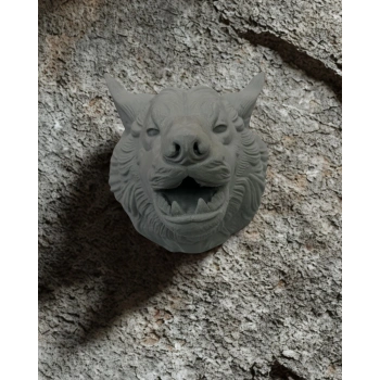 Nevamel® Gri Kurt Duvar Dekoru Asılabilir Dekoratif Heykel Tasarım