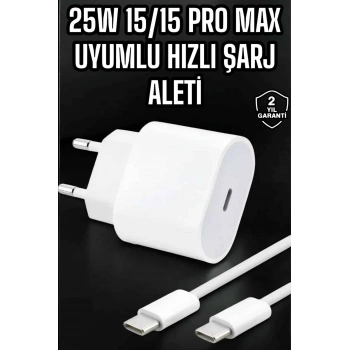 Nevamel Güç Adaptörü ve Kablosu Şarj Aleti 15/15 Pro Max Uyumlu Hızlı Şarj