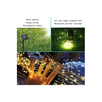 Nevamel Güneş Enerjili 200 LED Dış Mekan Aydınlatma Şeridi