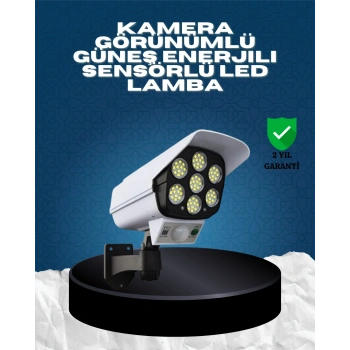 Nevamel® Güneş Enerjili Kamera Görünümlü Hareket Sensörlü LED Duvar Lambası Uzaktan Kumandalı