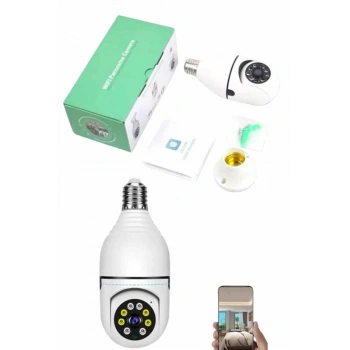Nevamel® Güvenlik Kamerası Wi-Fi Özellikli 360 Derece Full Hd 1080p Ampül Kamera