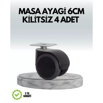 Nevamel® Halı ve Beton Uyumlu Kilitsiz Mobilya Tekerleği 4’lü