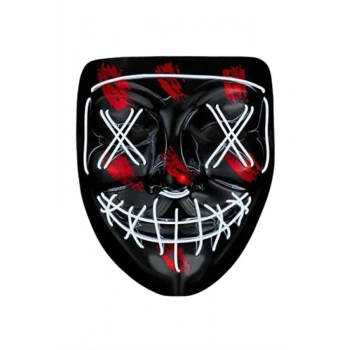 Nevamel Hallowen Parti Maskesi Neon Led Işıklı Maske 3 Modlu Cadılar Bayramı Maskesi