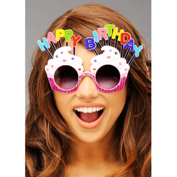 Nevamel Happy Birthday Beyaz Fuşya Parti Gözlüğü