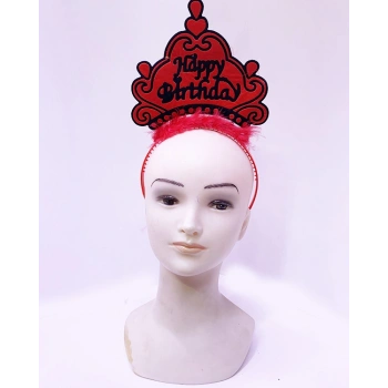 Nevamel Happy Birthday Neon Kırmızı Doğum Günü Tacı