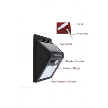 Nevamel Hareket Sensörlü Solar Dış Mekan Lambası
