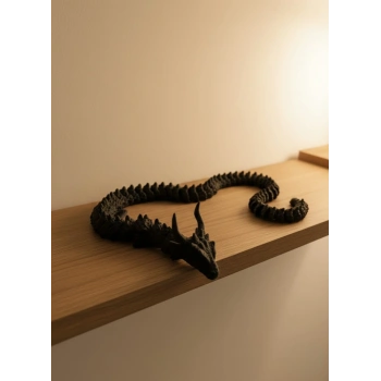 Nevamel® Hareketli Siyah Ejderha Figür Uzun Gövdeli Fantastik Masa ve Raf Dekoru
