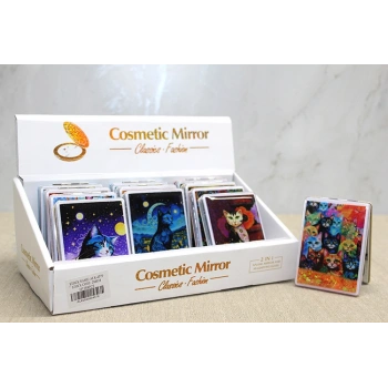 Nevamel Hareketli Sulu Detaylı Kedi Figürlü El Aynası