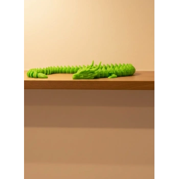 Nevamel® Hareketli Yeşil Ejderha Figür Uzun Gövdeli Koleksiyonluk Tasarım