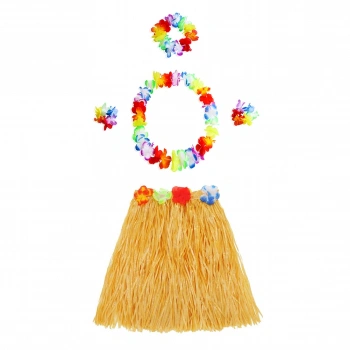 Nevamel Hawaii Kolye Etek Taç ve Bileklik Seti Turuncu