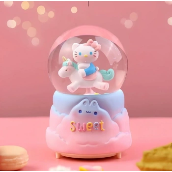 Nevamel Hello Kitty İçi Dönmeli Püskürtmeli Işıklı Müzikli Kar Küresi Büyük Boy Model 2