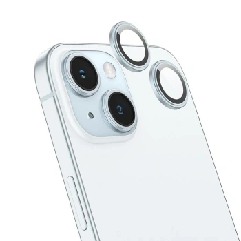Nevamel HOCO Crystal Clear iPhone 15-15 Plus HD 3D Metal Çerçeveli Kamera Koruyucu Lens-(5775)