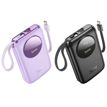 Nevamel HOCO Q19 Lucky 10000mAh 30W Dijital Göstergeli Kablolu Powerbank-(5775)