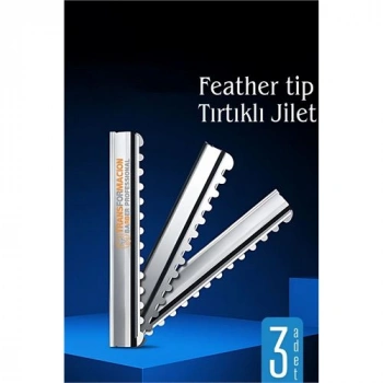 Nevamel® HSNET Feather Tip Tırtıklı Ustura Jileti 3 Adet