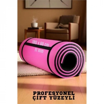 Nevamel® HSNET Pilates Matı- Spor Matı - Yoga Matı 11 mm Çift Taraflı Pembe