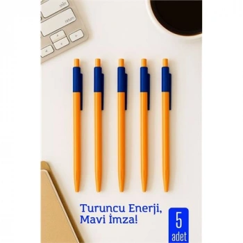 Nevamel® HSNET Tükenmez Kalem Mavi Ofis ve Okul İçin Pratik Yazım 5 li PAKET
