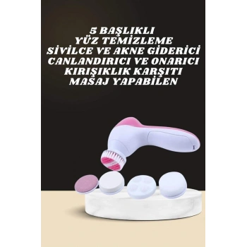 Nevamel İkili Cilt Bakım Seti 5 Başlıklı Yüz Temizleme ve Masaj Aleti Canlandırıcı ve Onarıcı