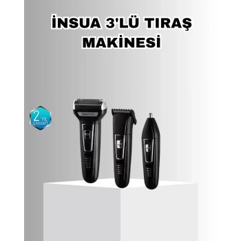 Nevamel İnsua Erkek Bakım Seti – 3 Başlıklı Şarjlı Tıraş Makinesi 60 Dakika Kablosuz Kullanım