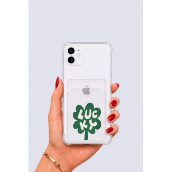 Nevamel® iPhone 11 Kartlıklı Lucky Yonca Desenli Kılıf
