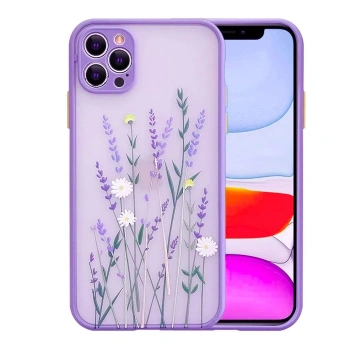 Nevamel iPhone 12 Pro 6.1inç Kamera Korumalı Çiçek Desenli Silikon Kılıf-(5775)