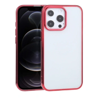 Nevamel iPhone 13 Pro Max 6.7inç  Lazer Kaplama Renkli Kenar Şeffaf Kılıf-(5775)