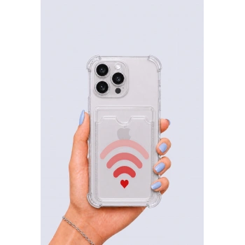 Nevamel® iPhone 14 Pro Max Kartlıklı Aşk Sinyali Desenli Kılıf