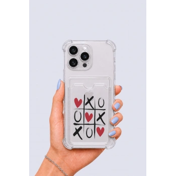 Nevamel® iPhone 14 Pro Max Kartlıklı XoXO Desenli Kılıf
