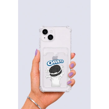 Nevamel® iPhone 15 Kartlıklı OREO Desenli Kılıf