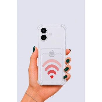 Nevamel® iPhone 16 Kartlıklı Aşk Sinyali Desenli Kılıf
