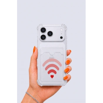 Nevamel® iPhone 17 Pro Max Kartlıklı Aşk Sinyali Desenli Kılıf
