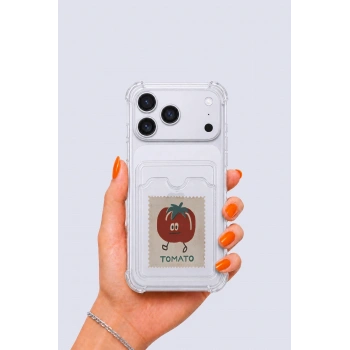 Nevamel® iPhone 17 Pro Max Kartlıklı Tomato Desenli Kılıf