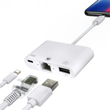 Nevamel İPhone/İPad 3İN1 Ethernet RJ45 Ve Usb Kamera Adaptörü NK107-(5775)