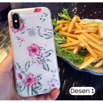 Nevamel İphone X Xs 3d Gül Desenli Premium Silikon Kılıf-(5775)