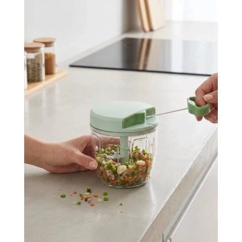 Nevamel® İpli Manuel Sebze Doğrayıcı 5 Bıçaklı Pratik Mutfak Rondosu