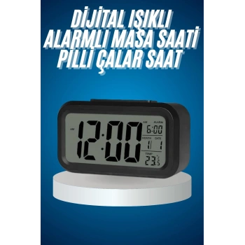 Nevamel Işıklı Dereceli Masa Ofis Saati Alarmlı Termometre Takvim Çalar Saat